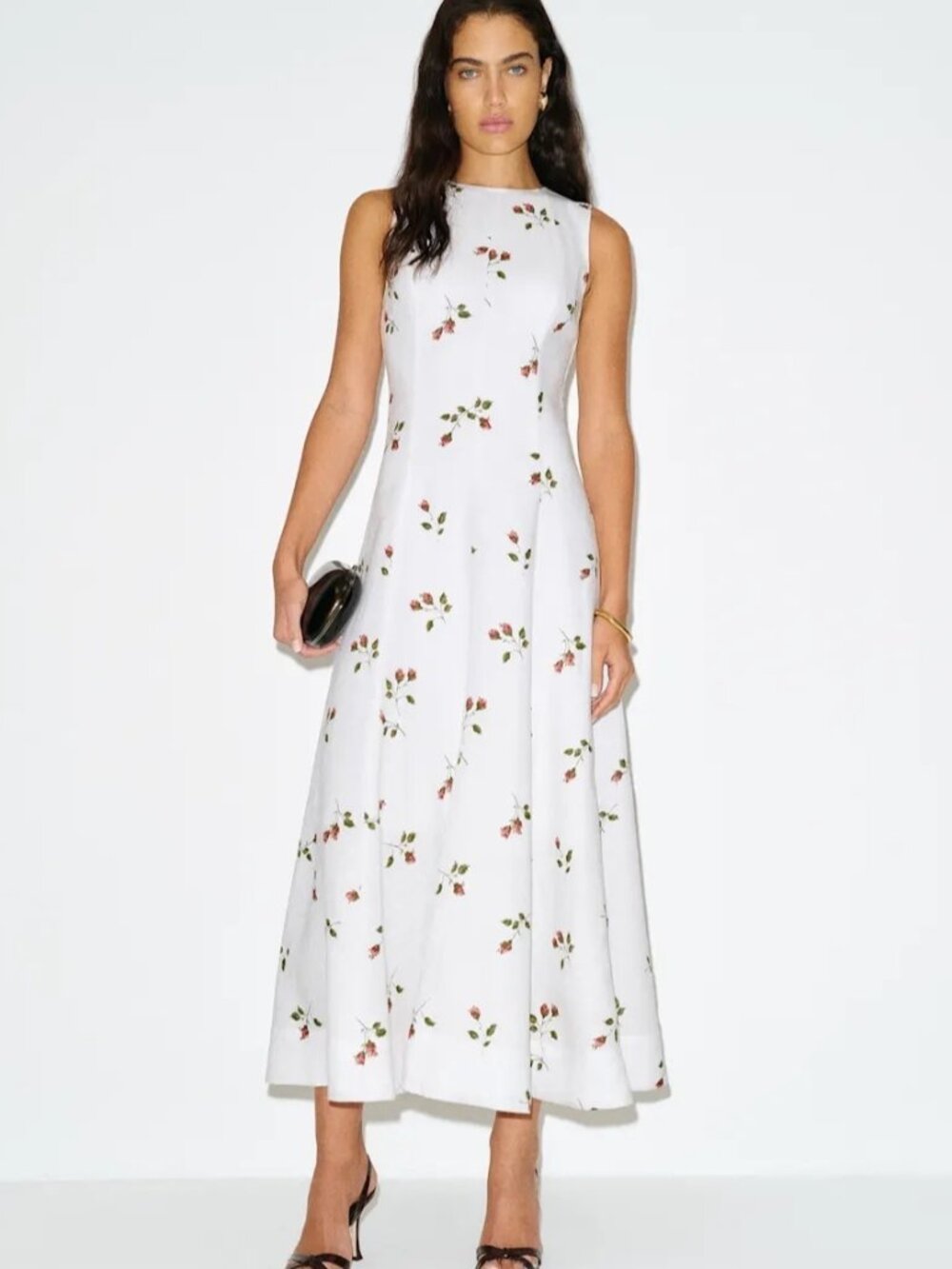 NEW Reformation Cecilia Linen Maxi Dress Floating Rose White Floral | US 2 UK 6